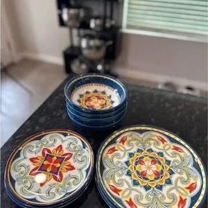 Juego De 4 Platos De Melamina Con Diseño Colmena - 15.2 Cm, Aptos Para Lavavajillas, Ideales Para Exterior O Interior
